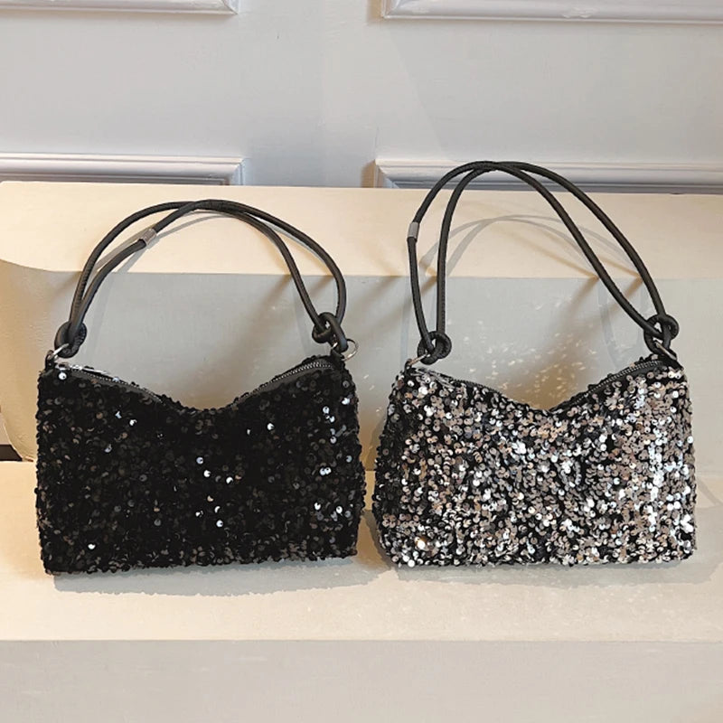 Popular Trendy Women's Korean-Style Handbag with Sequins - Versatile Single-Shoulder Small Bag