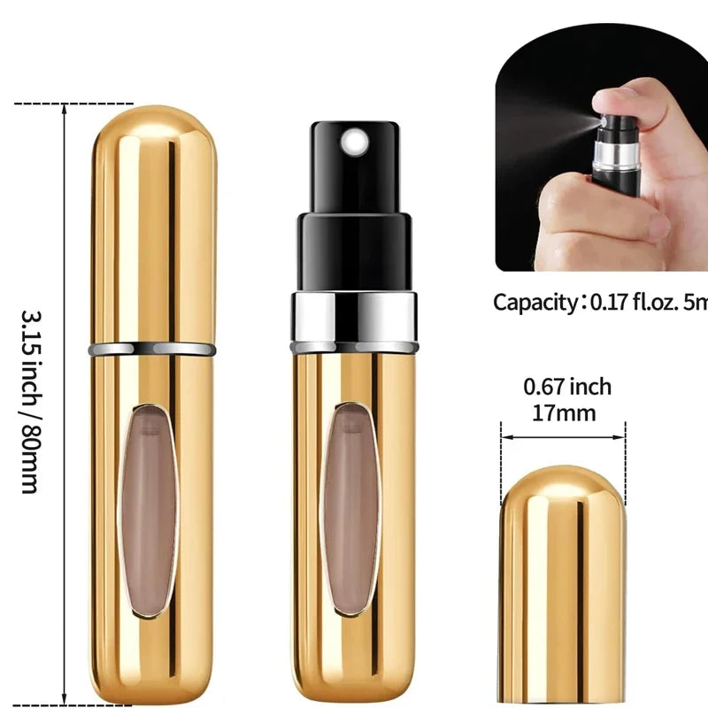 4Pcs 5ml Mini Portable Aluminum Perfume Atomizer Refillable Spray Bottles for Cosmetics And Traveling Liquid Container