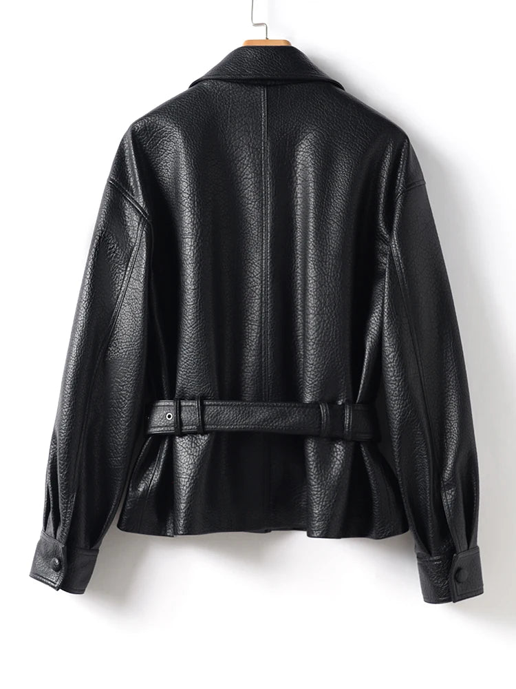fashion genuine leather jacket woman, 2025 autumn sheepskin coat