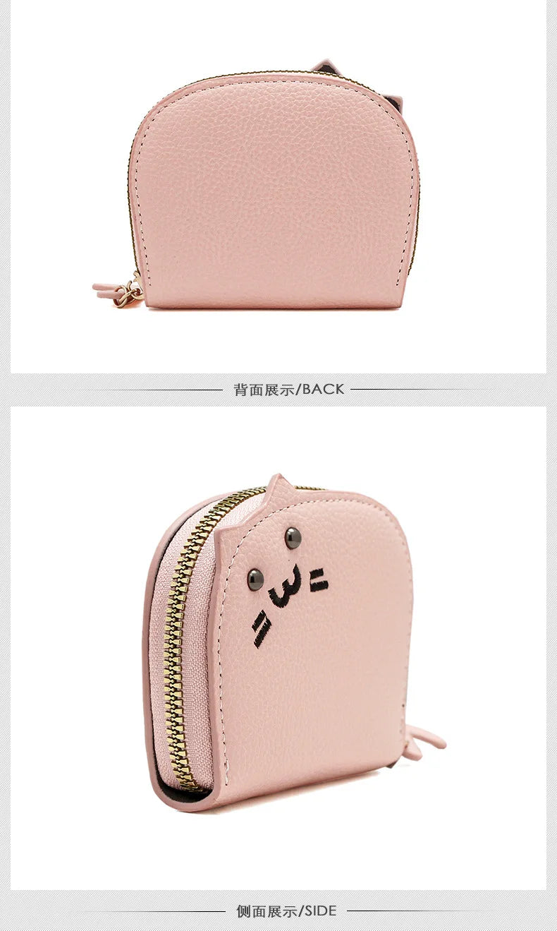 Women's Wallets New Cartoon Cat Compact Kawaii Cute Fashionable Trendy Small Card Bags Portable Large Capacity Coin Purses Girl