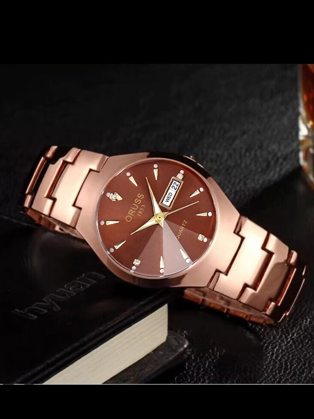 ORUSS Couple Watch Waterproof Casual Fashion Women Men Quartz Watches Ladies Stainless Date Week Men Clock Lover's Date Gift
