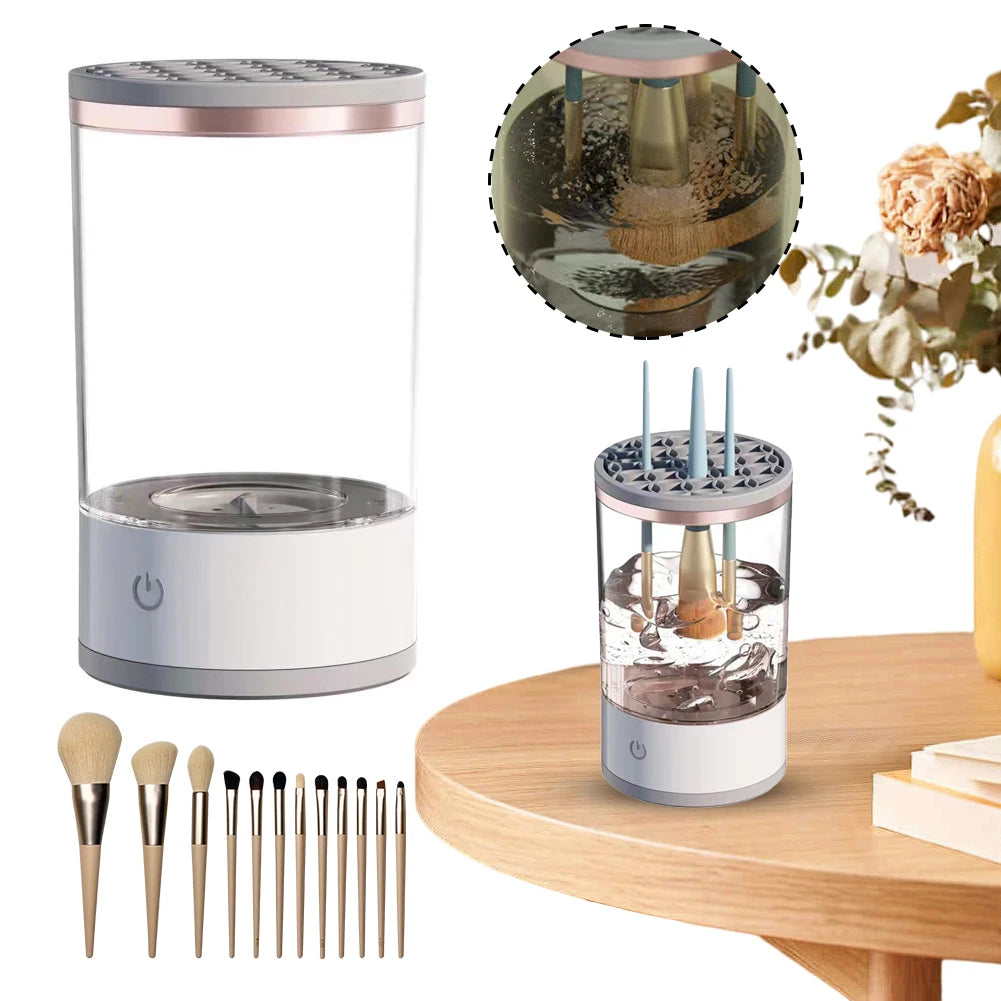 Makeup Brush Cleaner Machine USB Powered Electric Make-Up Brush Cleaner Dryer Dust-Proof for All Size Beauty Makeup Brushes Set