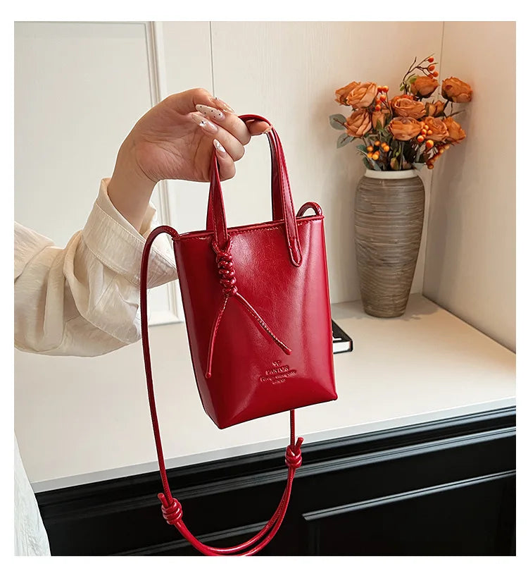 PU Leather Mini Crossbody Bag for Women 2025 New Korean Fashion Luxury Shoulder Bags Female Simple Retro Handbags and Purses