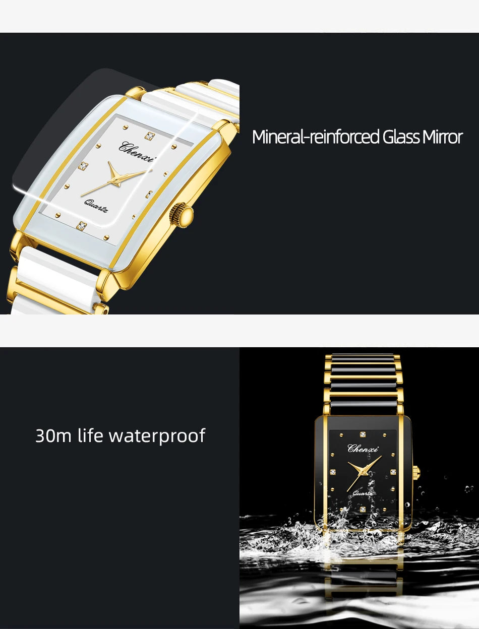 2PCS Couple Watches Ceramics Waterproof Fashion Leisure Men's and Women's Watch Reloj Mujer Romantic Birthday Gift Wristwatch