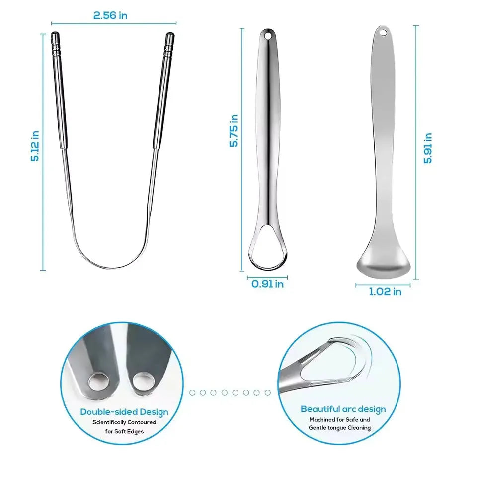 1pcs/2pcs/3pcs Metal Tongue Scraper Cleaner for Adults & Kids, Portable Stainless Steel Tongue Scrapers Brushes for Removing