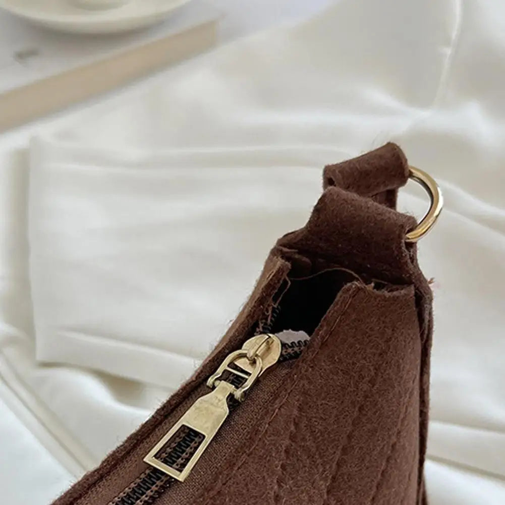 Mini Women Shoulder Bags Fashion Felt Women's Bag Advanced Design Underarm Handbags Mini Saddle Bag