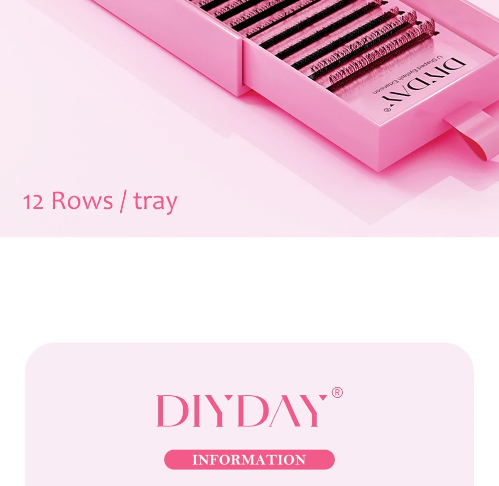 DIYDAY U-shaped YY Eyelash Extension Premium PBT Double Layer U-Shaped YY Lashes Ultra Soft Featherlight False Mink UY Eyelashes