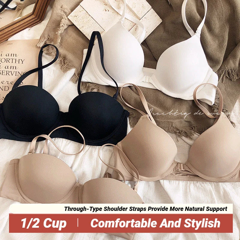 1/2 Cup Seamless Bras For Women Underwear Push Up Bra Bralette Comfort Soft Invisible Brassiere Non-Wire Simple Sexy Lingerie Pu
