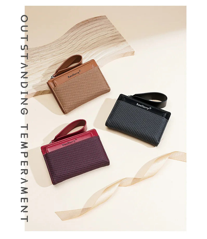 Baellerry Fashion Zipper Wallets Buckle Coin Purse Hand Women's Short Wallet Bifold Multi-slot Card Holder