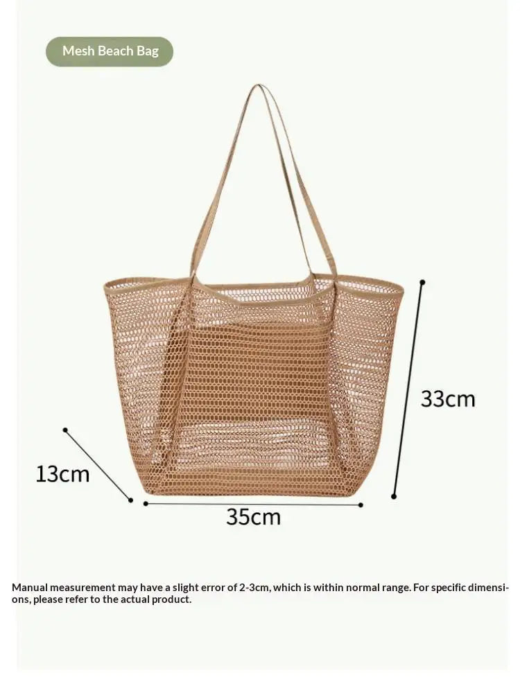 Homefish Large Capacity Woven Polyester Beach Tote Bag For Women Durable Open Top For Travel Shopping Daily Outdoor Use