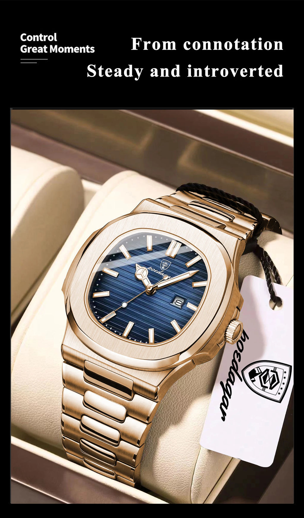 POEDAGAR Fashion Couple Watch Waterproof Luminous Date Stainless Steel Quartz Love Wristwatch Square Watches for Boyfriend Gift