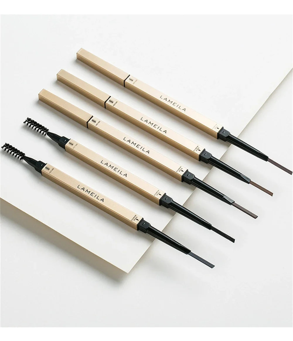 5 Colors With Brush Double Head Eyebrow Pencil Waterproof Smooth Eyebrow Stick Sweatproof Eyebrow Gel Tattoo Pencil Cosmetics