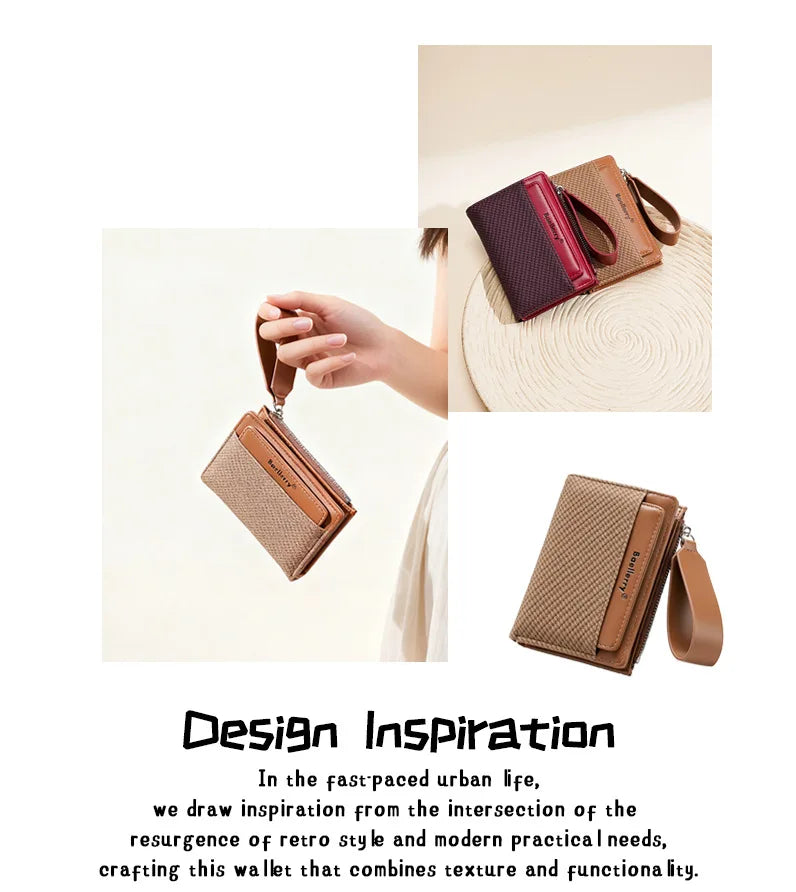 Baellerry Fashion Zipper Wallets Buckle Coin Purse Hand Women's Short Wallet Bifold Multi-slot Card Holder
