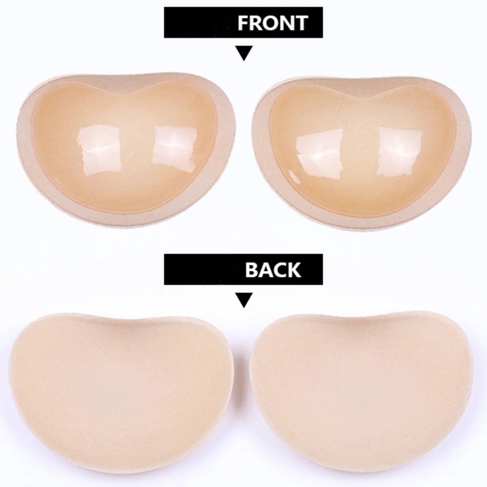1Pair Chest Push Up Sticky Bra Thicker Sponge Bra Pad Breast Lift Up Enhancer Silicone Removeable Inserts Swimsuit Invisible Bra