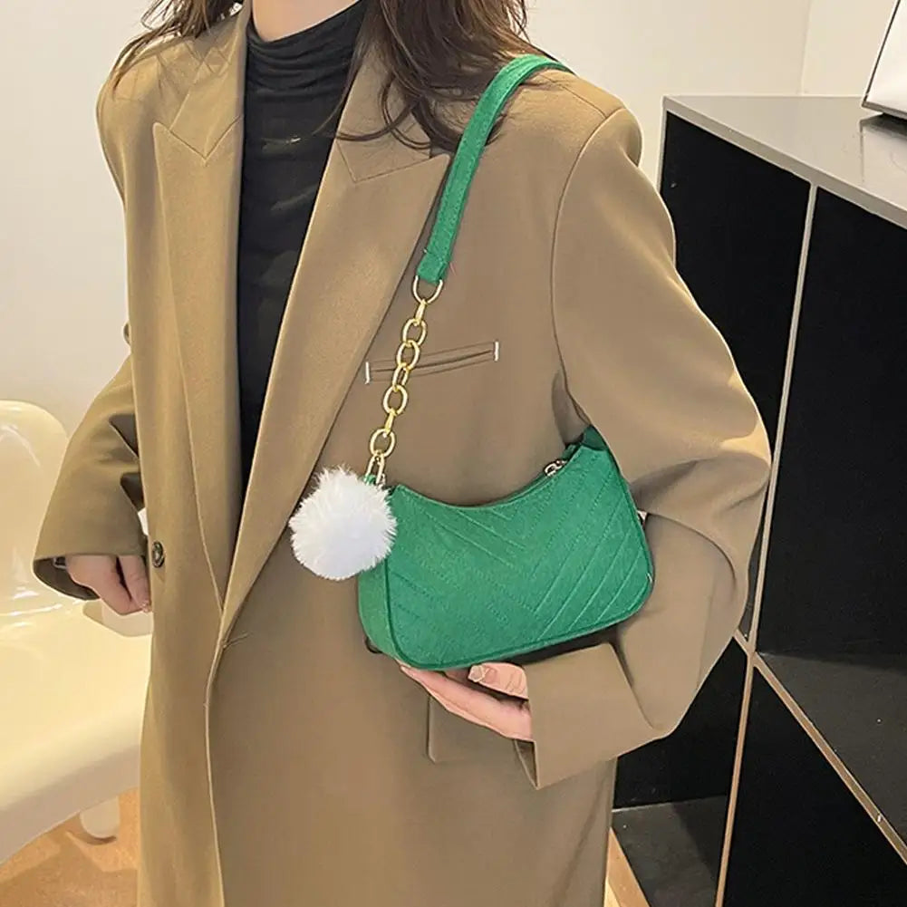 Mini Women Shoulder Bags Fashion Felt Women's Bag Advanced Design Underarm Handbags Mini Saddle Bag
