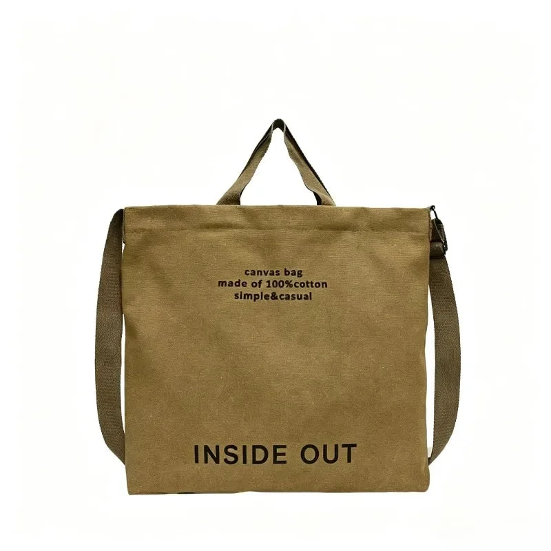 Japanese Canvas Men's and Women's Simple Cross-body Bag Wash Canvas Thick Handbag Large Capacity Arts Students Package Satchel