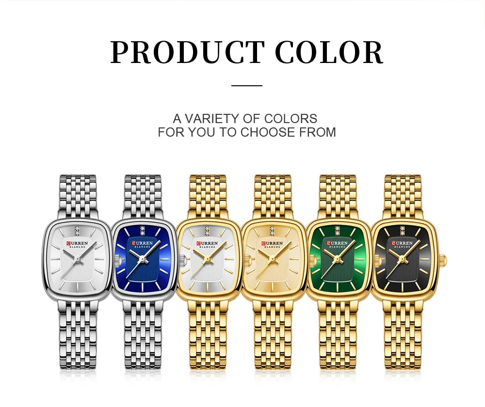 Curren 9093 Women's Quartz Watch Waterproof Luxury Party Women's Watch Elegant Gold Rectangular Dial Quartz Watch Bracelet Gift
