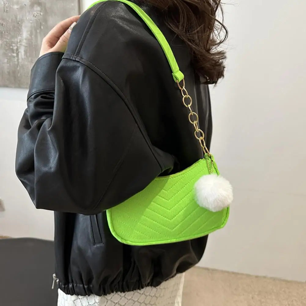 Mini Women Shoulder Bags Fashion Felt Women's Bag Advanced Design Underarm Handbags Mini Saddle Bag