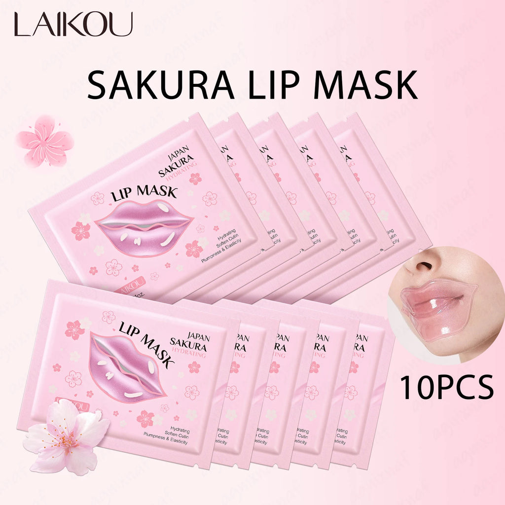 LAIKOU 5/10pcs Lip Mask Lip Care Moisturizing Hydrating Repair Lighten Lip Lines Labial Gel Patch Lips Pad Patches Care Products