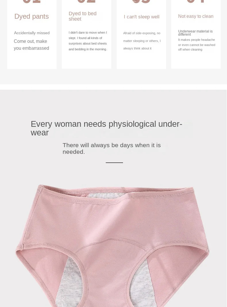 3PCS/set Women's menstrual briefs large flow postpartum water absorption leakproof briefs women's pure cotton menstrual briefs