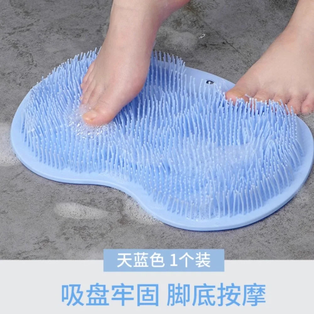 Shower Foot Scrubber Mat Back Washer Exfoliating Bath Wash Pad Wall Mounted Slip Suction Cups for Use in Cleaner Men and Women