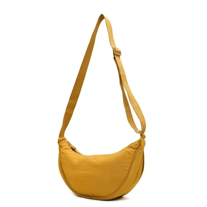 Men and Women Solid Color Chest Bag for Large Capacity Travel Crossbody Female Half Moon Bag Daily Cotton Filled Shoulder Bag