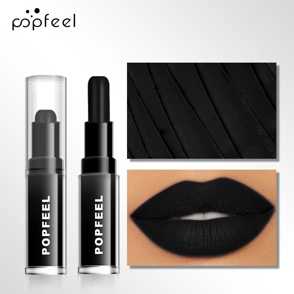 POPFEEL Hallowmas Lip Makeup Kit Black Lip Gloss Matte Lip Stick Long Lasting
