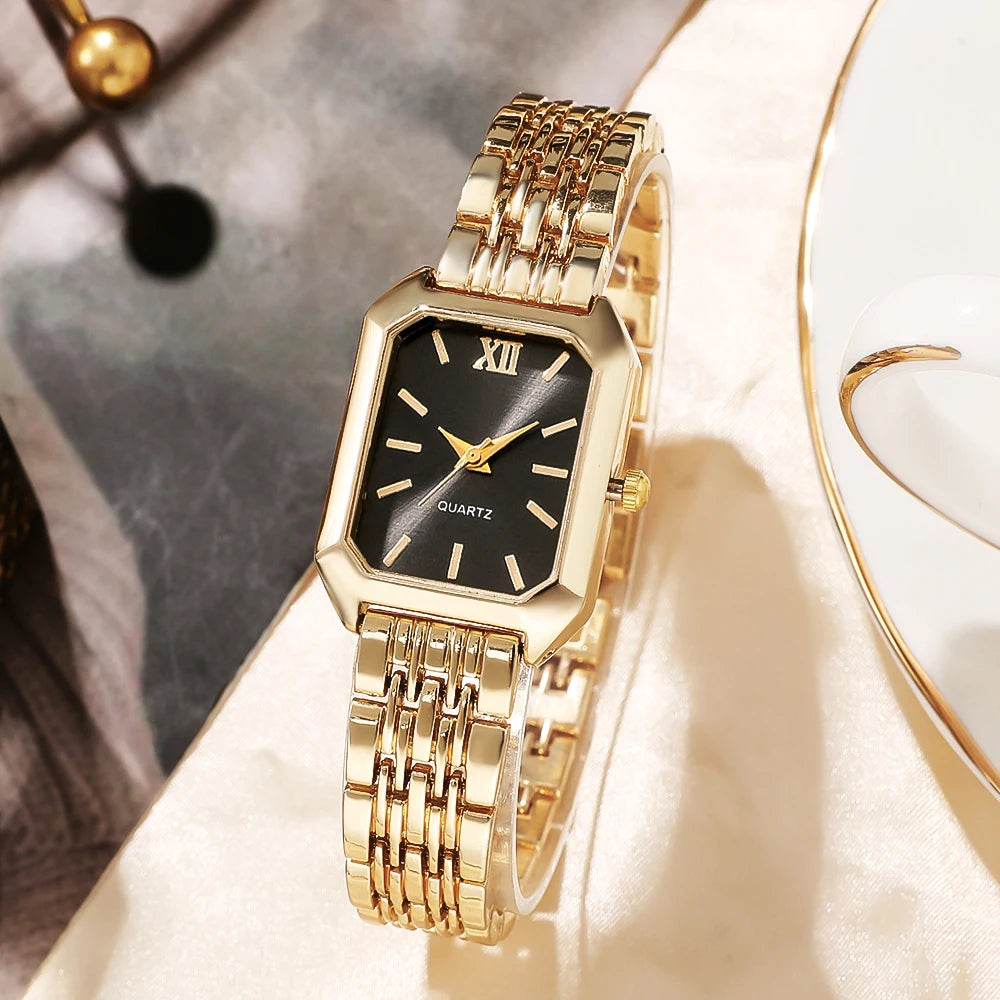 2PCS Fashion Rectangular Dial Women's Quartz Watch Love Bracelet