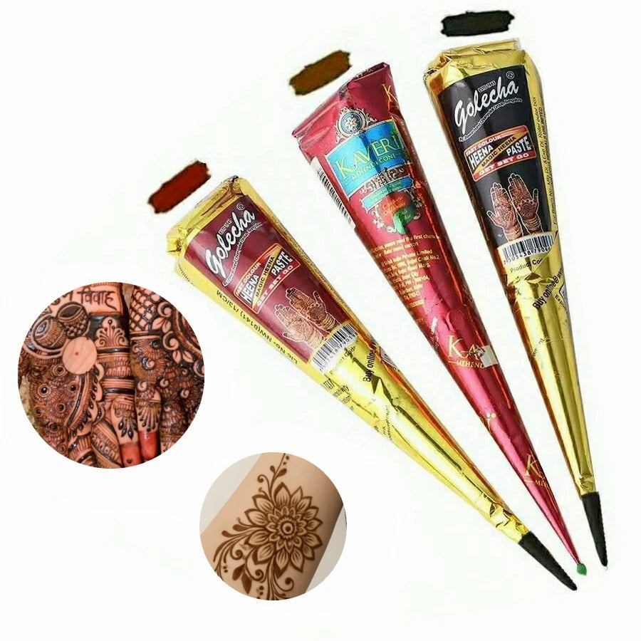 1/3/12pcs Henna, Brown, Black, Red, Temporary Henna, Semi-Permanent Henna Art