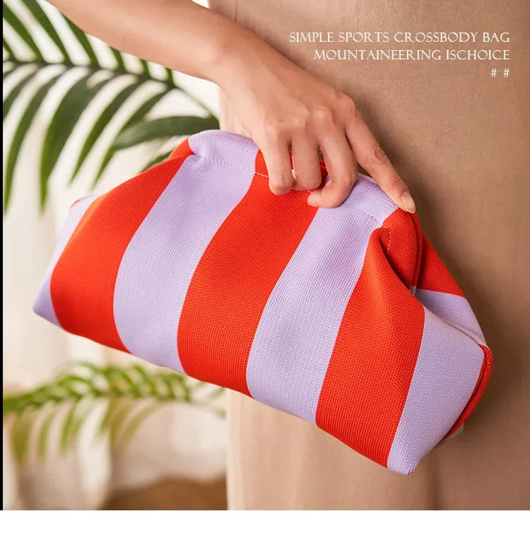 Summer Woven Crochet Purses for Women Beach Clutch Handbags 2026 Dumpling Hobo Casual Colorblock Bag Ladies Ruched Cloud Purse
