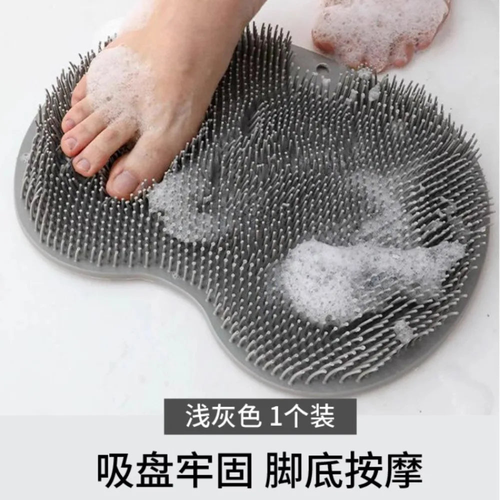 Shower Foot Scrubber Mat Back Washer Exfoliating Bath Wash Pad Wall Mounted Slip Suction Cups for Use in Cleaner Men and Women