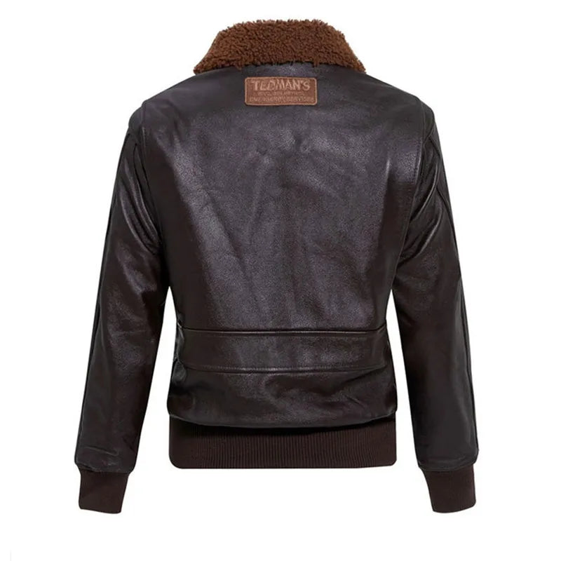 Dark Brown G1 Pilot Leather Jacket Women Military Style Plus Size 3XL Natural Cowhide Autumn Aviation Genuine Leather Coats