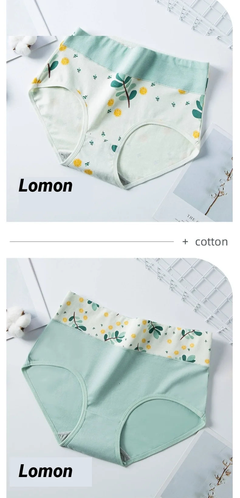 4Pcs Womens High Waisted Underwear Cute Fruit Print Breathable Oversized Briefs Comfortable Soft Stretchy Girls Panties