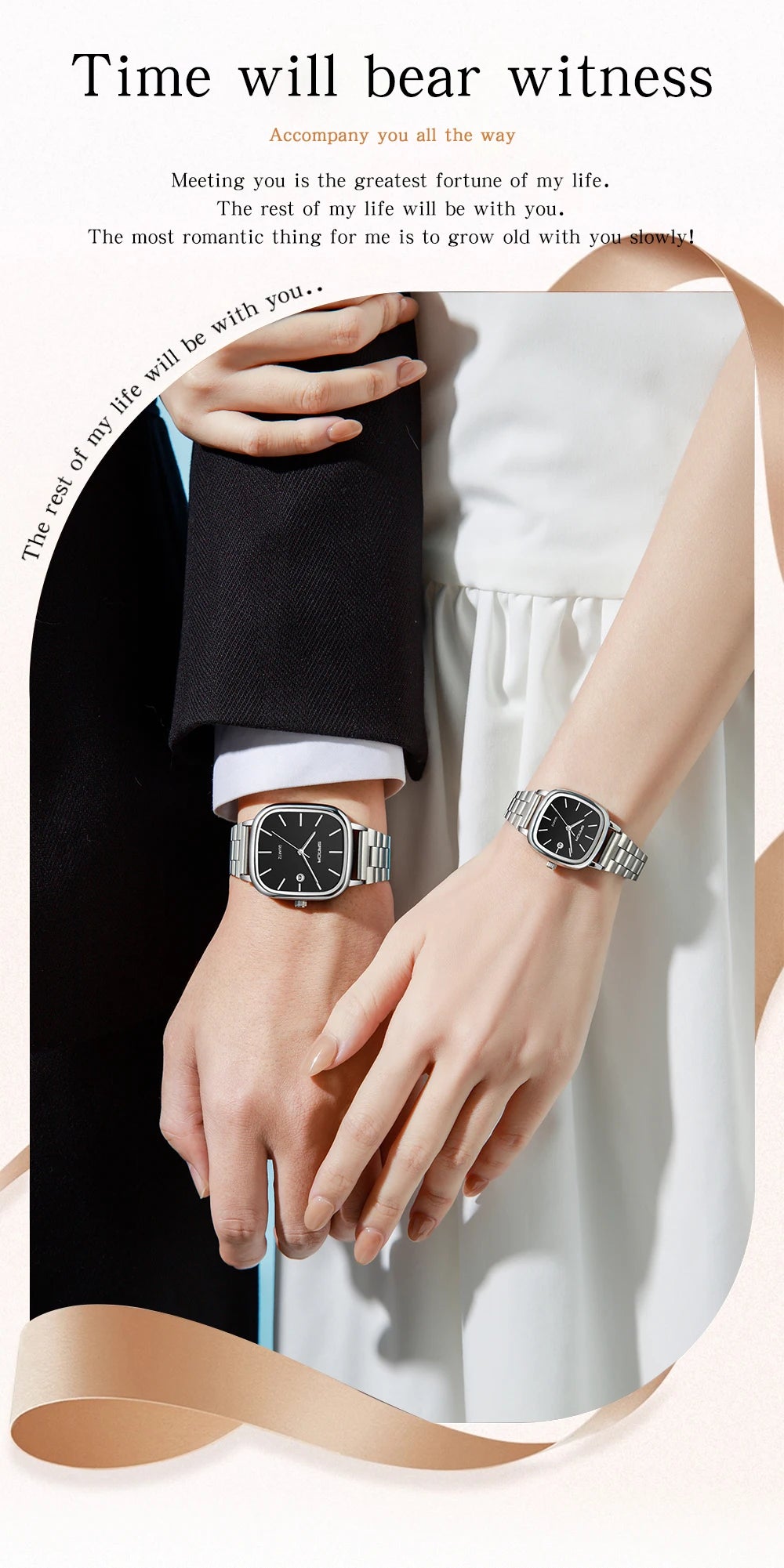 Sanda 2026 Couple Quartz Watch Men's and Women's Square Watch 3ATM Waterproof Calendar Simple and Elegant Women's Watch 3278