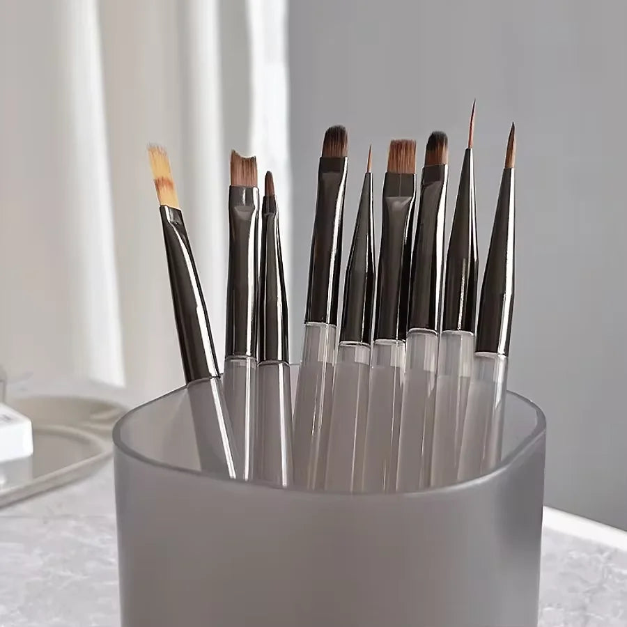 9 Pack Gray Nail Art Brushes Set Nail Art Tools Suitable for Gel Nail Polish And Nail Art Designs Perfect for Home DIY