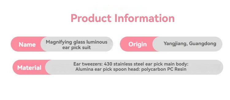 Luminous Ear Scoop, Stainless Steel Ear Scoop with Light, Luminous Ear Cleaner, Visual Ear Picking Tool