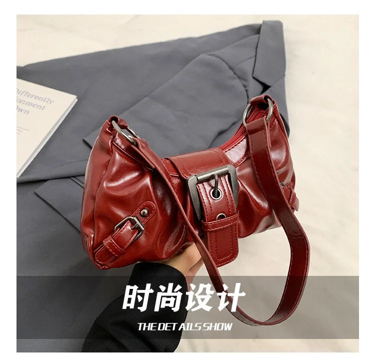 2025 Spring Hot Selling Maillard Style Retro Style Small Bag Spicy Girl Y2K Wasteland Style Vintage Leather Shoulder Armpit Bag