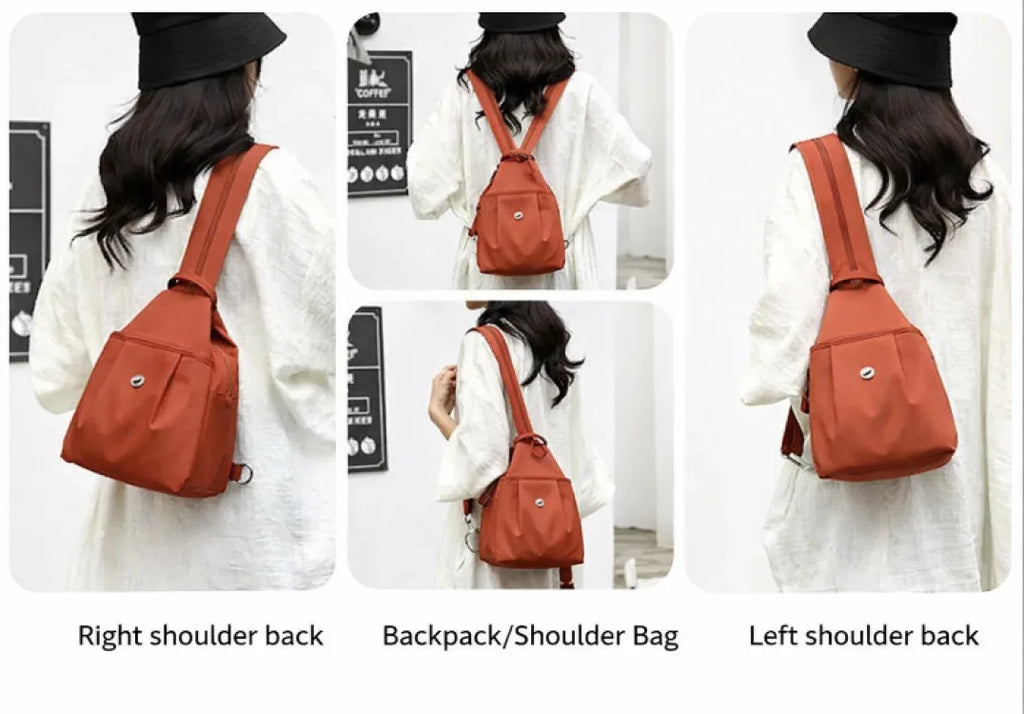 Women's Lightweight Mini Backpack, Oxford Cloth Chest Bag with Anti-theft Function, Simple Stylish Versatile Convertible Daypack