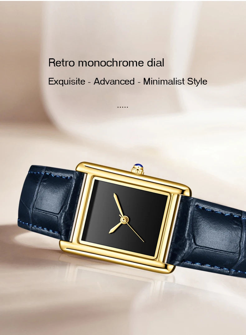 Brand Men's and Women's Watch Business Simple Square Student Leather Watches Waterproof Couple Fashion Quartz Wristwatches