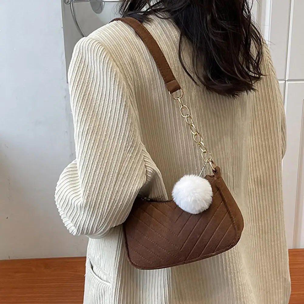 Mini Women Shoulder Bags Fashion Felt Women's Bag Advanced Design Underarm Handbags Mini Saddle Bag