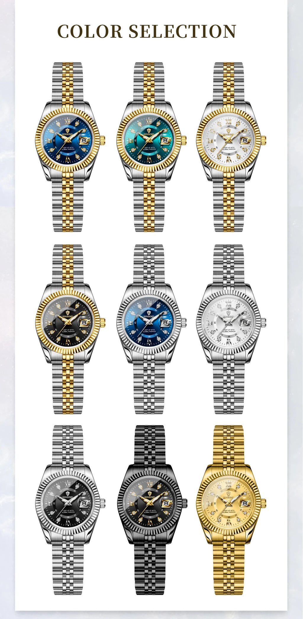BINBOND Quartz Watches For Women Luminous Waterproof Stainless Steel Ladies Watch Montre Femme Luxe De Marque Reloj With Box