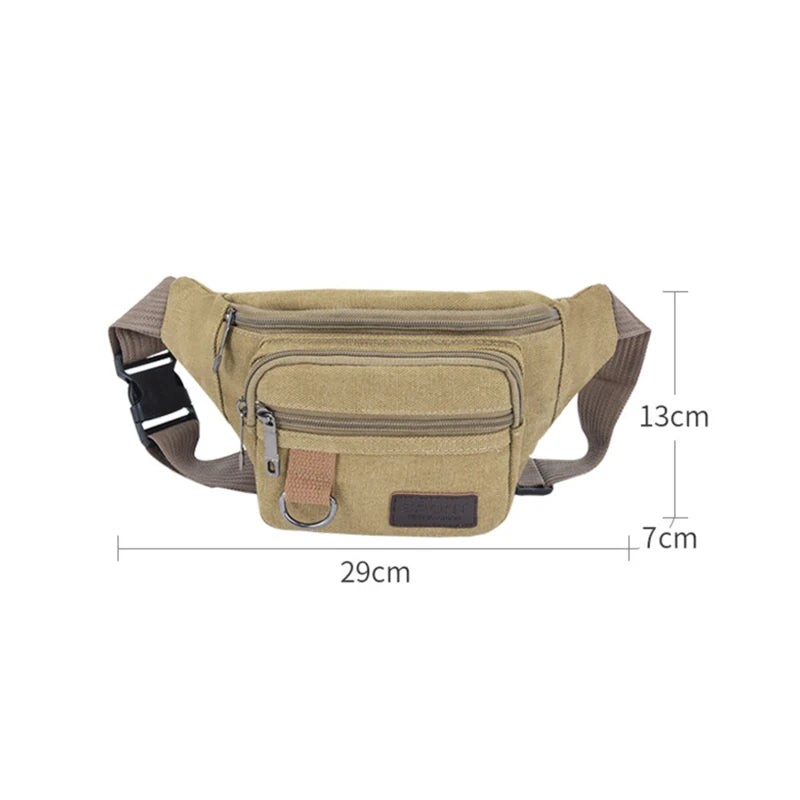 Chest Bag Canvas Waist Bag Women Men's Belt Bag Fashion Bum Bag Travel Purse Bag for Phone Pouch Pocket Hip Bag Waist Pack Male
