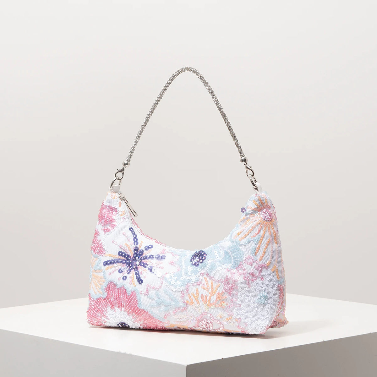 Shoulder Bag,Floral Pop,Sequin Bag,Embroidery,Gala Night,Party Outfits,Prom Bag,Wedding Items,Elegante,Valentine,Random Pattern