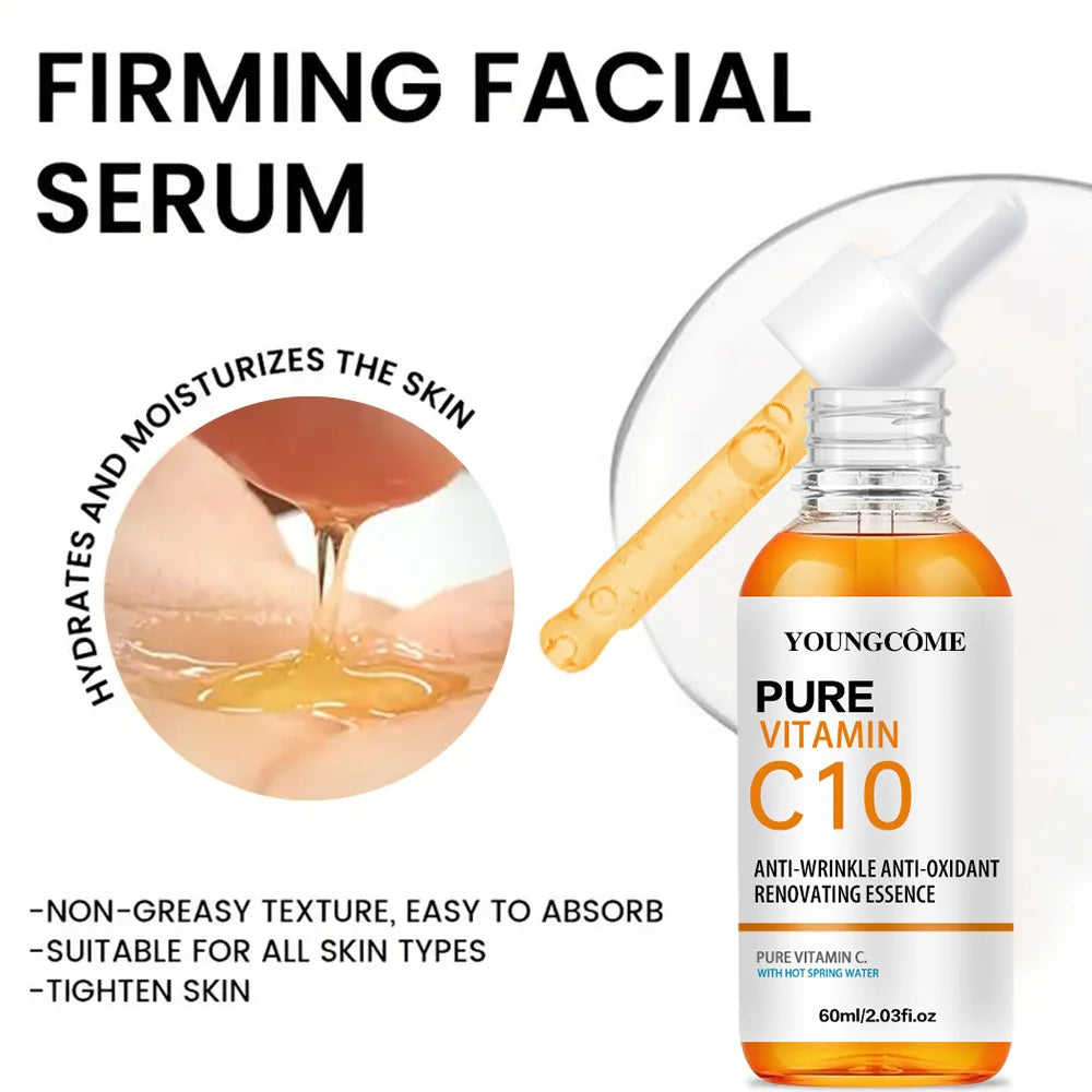 Vitamin C Facial Essence Hyaluronic Acid Dark Skin Brighten Serum Fade Fine Lines Moisturizing Repair Dull Serum Face Skin Care