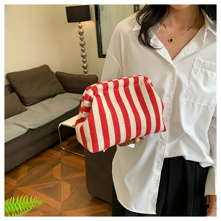 Summer Woven Crochet Purses for Women Beach Clutch Handbags 2026 Dumpling Hobo Casual Colorblock Bag Ladies Ruched Cloud Purse