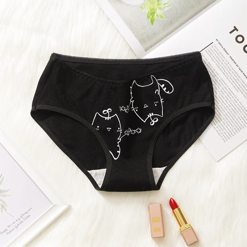 5Pcs/set Cotton Cartoon Cute Panties Girls' Short Underwear For Women Ladies Pantys Female Soft Underpants Sexy Lingerie M-XL