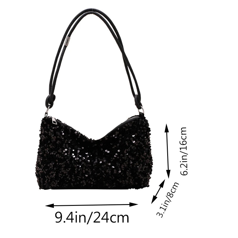 Popular Trendy Women's Korean-Style Handbag with Sequins - Versatile Single-Shoulder Small Bag