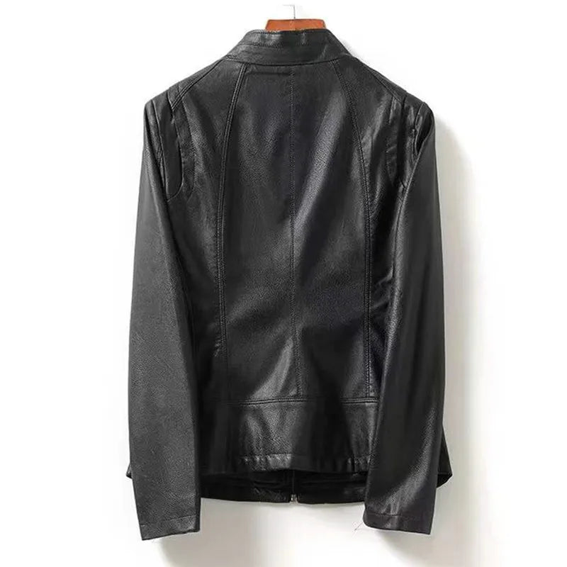 New Sheep Leather Jacket Women Spring Autumn 2026 Casual Fashion Motorcycle Jackets Female Streetwear Slim Chic Short Coat