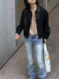 Genuine Leather Jacket for Women Sheepskin Leather Short Coat Female Collar Cropped Veste Woman Clothing Basic Daily Outfit