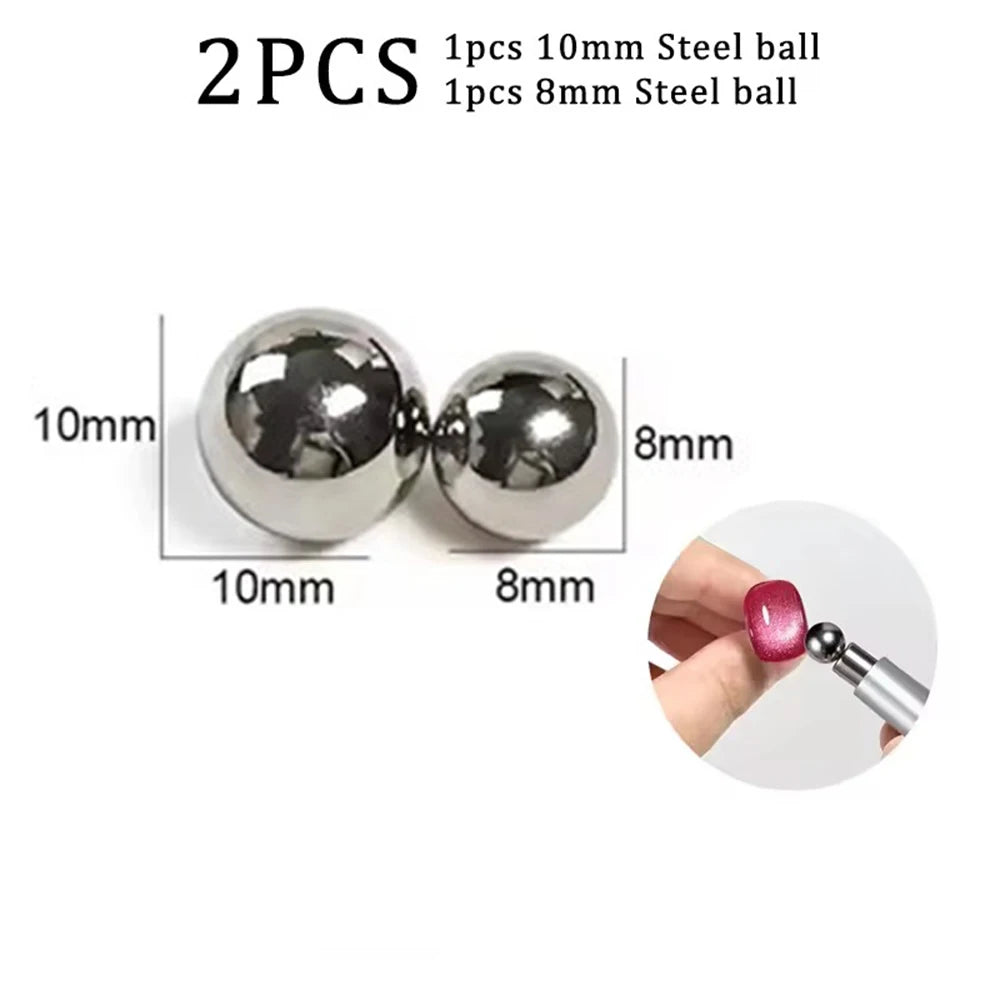 1/2Pcs Cat Eye Magnetic Set Ball With Nail Magnetic Stick Tool Set Double-head Strong Magnet Pen 3D Cat Eye Gel Nail Supplies